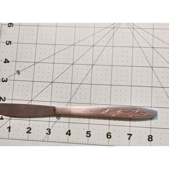 Dinner Knives Leaf Pattern Vintage Stainless Steel Lot 5 - Picture 5 of 5